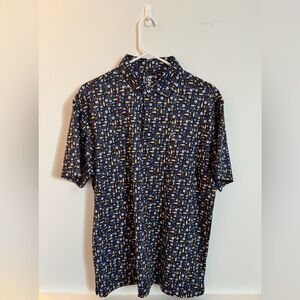 Rhoback Men's Cocktail Patterned Shirt - Navy and Multicolor